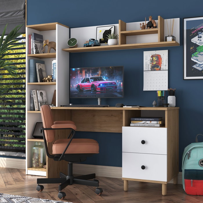 Hanah Home HA115 - 2642 Escritorio de Estudio Nogal y Blanco Hanah Home HA115 - 2642 Escritorio de Estudio Nogal y Blanco
